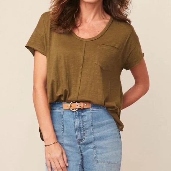 Good Hart Tops - Good Hart Womens V-Neck Tee Size Medium Olive Green Cotton‎ Normcore Mori Girl